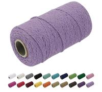 Uiopa Macrame Cord 1.5mm x 100m, Thick Rope Yarn Natural Cotton Cord, 2-Ply Macrame String for DIY Crafts, Plant Hangers, Wall Hangings, Decorations (Purple)