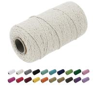 Uiopa Macrame Cord 1.5mm x 100m, Thick Rope Yarn Natural Cotton Cord, 2-Ply Macrame String for DIY Crafts, Plant Hangers, Wall Hangings, Decorations (Natural)