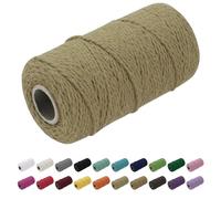 Uiopa Macrame Cord 1.5mm x 100m, Thick Rope Yarn Natural Cotton Cord, 2-Ply Macrame String for DIY Crafts, Plant Hangers, Wall Hangings, Decorations (Yellow Coffee)