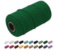 Uiopa Macrame Cord 1.5mm x 100m, Thick Rope Yarn Natural Cotton Cord, 2-Ply Macrame String for DIY Crafts, Plant Hangers, Wall Hangings, Decorations (Green)