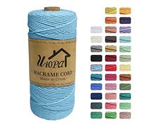 Uiopa Macrame Cord 2mm x 200m, 3-Strand Twisted Natural Cotton String, Macrame Cotton Rope Coloured String for Wall Hanging Plant Hanger Boho Home Decor Craft Projects