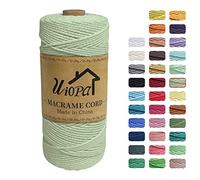 Uiopa Macrame Cord 2mm x 200m, 3-Strand Twisted Natural Cotton String, Macrame Cotton Rope Coloured String for Wall Hanging Plant Hanger Boho Home Decor Craft Projects