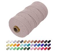 Uiopa Macrame Cord 2mm x 200m, Natural Cotton Cord Coloured Macrame Yarn Soft Rope, Macrame String Cotton Twine for Crafts, Plant Hanger, Wall Hanging, Wrapping, Christmas Decorations (Hemp Gray)