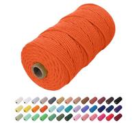Uiopa Macrame Cord 2mm x 200m, Natural Cotton Cord Coloured Macrame Yarn Soft Rope, Macrame String Cotton Twine for Crafts, Plant Hanger, Wall Hanging, Wrapping, Christmas Decorations (Orange)