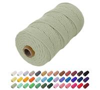 Uiopa Macrame Cord 2mm x 200m, Thick Rope Yarn Natural Cotton Cord, 3-Ply Macrame String for DIY Crafts, Plant Hangers, Wall Hangings, Decorations (Bean Green)