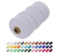 Uiopa Macrame Cord 2mm x 200m, Thick Rope Yarn Natural Cotton Cord, Macrame String for DIY Crafts, Plant Hangers, Wall Hangings, Decorations (Light Gray)