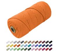 Uiopa Macrame Cord 3mm x 100m, Natural Cotton Cord Coloured Macrame Yarn Soft Rope, Macrame String Cotton Twine for Crafts, Plant Hanger, Wall Hanging, Wrapping, Christmas Decorations (Golden)