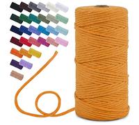 Uiopa Macrame Cord 3mm x 100m, Single Strand Macrame Yarn Thick Thread Natural Cotton Cord, Coloured Macrame Craft String for DIY Crafts, Wall Hanging, Plant Hanger, Tassels (Golden)