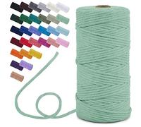 Uiopa Macrame Cord 3mm x 100m, Single Strand Macrame Yarn Thick Thread Natural Cotton Cord, Coloured Macrame Craft String for DIY Crafts, Wall Hanging, Plant Hanger, Tassels (Mint Green)