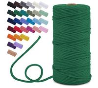 Uiopa Macrame Cord 3mm x 100m, Single Strand Macrame Yarn Thick Thread Natural Cotton Cord, Coloured Macrame Craft String for DIY Crafts, Wall Hanging, Plant Hanger, Tassels (Green)