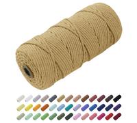 Uiopa Macrame Cord 3mm x 100m, Thick Rope Yarn Natural Cotton Cord, 4-Ply Macrame String for DIY Crafts, Plant Hangers, Wall Hangings, Decorations (Coffee)