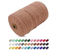 Uiopa Macrame Cord 3mm x 200m, Thick Macrame Rope Yarn Soft Natural Cotton Cord, Coloured 4-Ply Macrame String for DIY Craft, Plant Hangers, Wall Hanging, Christmas Decorations (Apricot)