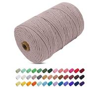 Uiopa Macrame Cord 3mm x 200m, Thick Rope Yarn Natural Cotton Cord, 4-Ply Macrame String for DIY Crafts, Plant Hangers, Wall Hangings, Decorations (Hemp Gray)