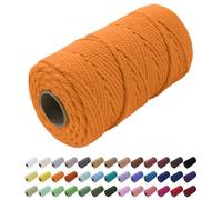 Uiopa Macrame Cord 5mm x 100m, Natural Cotton Cord Coloured Macrame Yarn Soft Rope, Macrame String Cotton Twine for Crafts, Plant Hanger, Wall Hanging, Wrapping, Christmas Decorations (Golden)