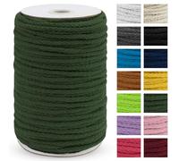 Uiopa Macrame Cord 5mm x 90m, Thick Macrame Rope 8-Strand Braided Cotton Rope, Army Green Cotton Cord for Plant Hangers, Wall Hanging, Dream Catcher, Garden, DIY Projects