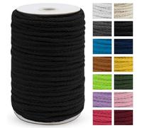 Uiopa Macrame Cord 5mm x 90m, Thick Macrame Rope 8-Strand Braided Cotton Rope, Black Cotton Cord for Plant Hangers, Wall Hanging, Dream Catcher, Garden, DIY Projects