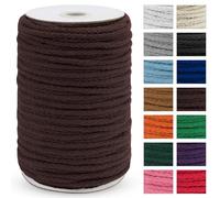 Uiopa Macrame Cord 5mm x 90m, Thick Macrame Rope 8-Strand Braided Cotton Rope, Coffee Cotton Cord for Plant Hangers, Wall Hanging, Dream Catcher, Garden, DIY Projects