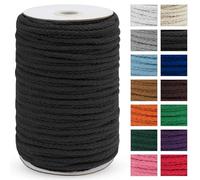 Uiopa Macrame Cord 5mm x 90m, Thick Macrame Rope 8-Strand Braided Cotton Rope, Dark Gray Cotton Cord for Plant Hangers, Wall Hanging, Dream Catcher, Garden, DIY Projects