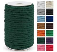 Uiopa Macrame Cord 5mm x 90m, Thick Macrame Rope 8-Strand Braided Cotton Rope, Dark Green Cotton Cord for Plant Hangers, Wall Hanging, Dream Catcher, Garden, DIY Projects