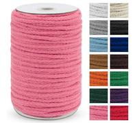 Uiopa Macrame Cord 5mm x 90m, Thick Macrame Rope 8-Strand Braided Cotton Rope, Dark Pink Cotton Cord for Plant Hangers, Wall Hanging, Dream Catcher, Garden, DIY Projects