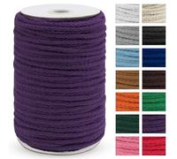 Uiopa Macrame Cord 5mm x 90m, Thick Macrame Rope 8-Strand Braided Cotton Rope, Dark Purple Cotton Cord for Plant Hangers, Wall Hanging, Dream Catcher, Garden, DIY Projects