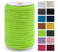 Uiopa Macrame Cord 5mm x 90m, Thick Macrame Rope 8-Strand Braided Cotton Rope, Fluorescent Green Cotton Cord for Plant Hangers, Wall Hanging, Dream Catcher, Garden, DIY Projects