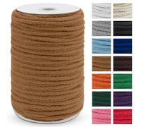 Uiopa Macrame Cord 5mm x 90m, Thick Macrame Rope 8-Strand Braided Cotton Rope, Khaki Cotton Cord for Plant Hangers, Wall Hanging, Dream Catcher, Garden, DIY Projects