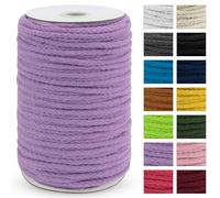 Uiopa Macrame Cord 5mm x 90m, Thick Macrame Rope 8-Strand Braided Cotton Rope, Light Purple Cotton Cord for Plant Hangers, Wall Hanging, Dream Catcher, Garden, DIY Projects