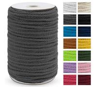 Uiopa Macrame Cord 5mm x 90m, Thick Macrame Rope 8-Strand Braided Cotton Rope, Medium Gray Cotton Cord for Plant Hangers, Wall Hanging, Dream Catcher, Garden, DIY Projects