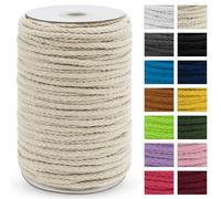 Uiopa Macrame Cord 5mm x 90m, Thick Macrame Rope 8-Strand Braided Cotton Rope, Natural Cotton Drawstring Cord for Plant Hangers, Wall Hanging, Dream Catcher, Garden, DIY Projects