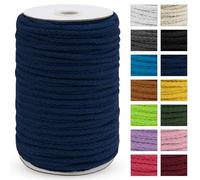 Uiopa Macrame Cord 5mm x 90m, Thick Macrame Rope 8-Strand Braided Cotton Rope, Navy Blue Cotton Cord for Plant Hangers, Wall Hanging, Dream Catcher, Garden, DIY Projects