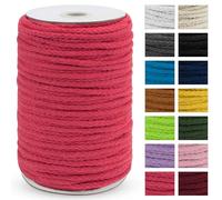 Uiopa Macrame Cord 5mm x 90m, Thick Macrame Rope 8-Strand Braided Cotton Rope, Rose Red Cotton Cord for Plant Hangers, Wall Hanging, Dream Catcher, Garden, DIY Projects