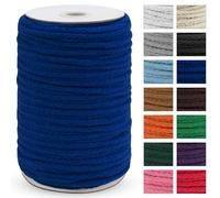 Uiopa Macrame Cord 5mm x 90m, Thick Macrame Rope 8-Strand Braided Cotton Rope, Royal Blue Cotton Cord for Plant Hangers, Wall Hanging, Dream Catcher, Garden, DIY Projects