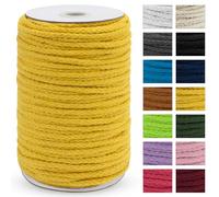 Uiopa Macrame Cord 5mm x 90m, Thick Macrame Rope 8-Strand Braided Cotton Rope, Yellow Cotton Cord for Plant Hangers, Wall Hanging, Dream Catcher, Garden, DIY Projects