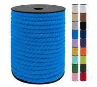 Uiopa Macrame Cord 8mm x 131ft, Thick Macrame Rope Yarn 3-Strand Twisted Cotton Cord, Macrame String for Macrame Plant Hanger, Wall Hanging, Gift Wrapping, Crafts, Decoration (Lake Blue)