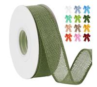 Uiopa Moss Green Burlap Ribbon 25mm x 18.2m Hessian Wired Ribbon Rustic Jute Ribbons for Wreaths, Bow Making, Gift Wrapping, Home Decor, DIY Crafts