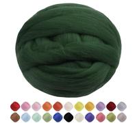 Uiopa Needle Felting Wool, 100g Felting Wool Soft Wool Roving Yarn, Dark Green Wool Roving for Needle Felting, Wet Felting, Felting Projects, DIY Crafts