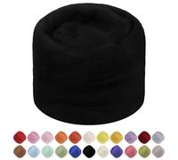 Uiopa Needle Felting Wool, 50g Felting Wool Soft Wool Roving Yarn, Black Wool Roving for Needle Felting, Wet Felting, Felting Projects, DIY Crafts
