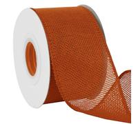 Uiopa Orange Burlap Ribbon 63mm x 18.2m Hessian Wired Ribbon Rustic Jute Ribbons for Wreaths, Bow Making, Gift Wrapping, Home Decor, DIY Crafts