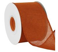 Uiopa Orange Burlap Ribbon 75mm x 18.2m Hessian Wired Ribbon Rustic Jute Ribbons for Wreaths, Bow Making, Gift Wrapping, Home Decor, DIY Crafts