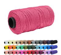 Uiopa Polypropylene Macrame Cord 1.5mm x 200m, 3 Strand Twisted Macrame String Crochet Yarn for Crochet Bag, Knitting, DIY Projects, Sunset Pink Macrame Craft String