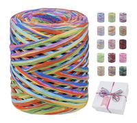 Uiopa Raffia Ribbon, 80m Coloured Paper Ribbon 6 Ply Natural Raffia Yarn, Decorative Paper Twine String for Gift Wrapping, Flower Bouquet, Hanging Ornaments, DIY Crafts