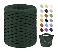 Uiopa Raffia Ribbon for Crochet, 3mm x 200m Raffia Paper Ribbon Straw Crochet Yarn for Crocheting Beach Bags, Sun Hats, Home Decor, DIY Crafts (Dark Green)
