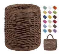 Uiopa Raffia Yarn 2mm x 150m Raffia Crochet Yarn 2-Strand Twisted Paper Ribbon for Crocheting Beach Bags, Sun Hats, Home Decor, DIY Crafts (Coffee)