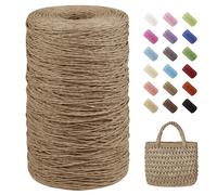 Uiopa Raffia Yarn 2mm x 700m Raffia Crochet Yarn 2-Strand Twisted Paper Ribbon for Crocheting Beach Bags, Sun Hats, Home Decor, DIY Crafts (Camel)