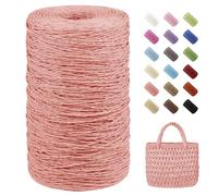 Uiopa Raffia Yarn 2mm x 700m Raffia Crochet Yarn 2-Strand Twisted Paper Ribbon for Crocheting Beach Bags, Sun Hats, Home Decor, DIY Crafts (Watermelon Red)