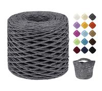 Uiopa Raffia Yarn for Crochet, 2mm x 200m Raffia Paper String Straw Crochet Yarn for Crocheting Beach Bags, Sun Hats, Home Decor, DIY Crafts (Gray)