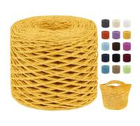 Uiopa Raffia Yarn for Crochet, 2mm x 200m Raffia Paper String Straw Crochet Yarn for Crocheting Beach Bags, Sun Hats, Home Decor, DIY Crafts (Yellow)