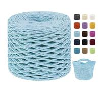 Uiopa Raffia Yarn for Crochet, 2mm x 200m Raffia Paper String Straw Crochet Yarn for Crocheting Beach Bags, Sun Hats, Home Decor, DIY Crafts (Light Blue)
