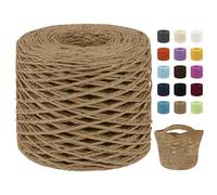Uiopa Raffia Yarn for Crochet, 2mm x 200m Raffia Paper String Straw Crochet Yarn for Crocheting Beach Bags, Sun Hats, Home Decor, DIY Crafts (Light Coffee)